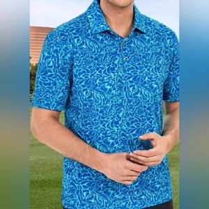 Mens Samerm Blue Patterned Men's Polo Shirt